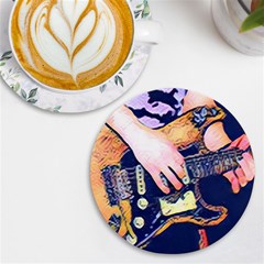 Stevie Ray Guitar  Uv Print Round Tile Coaster by StarvingArtisan