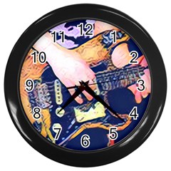 Stevie Ray Guitar  Wall Clock (black) by StarvingArtisan