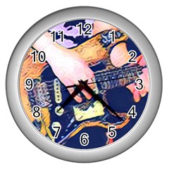 Stevie Ray Guitar  Wall Clock (silver) by StarvingArtisan