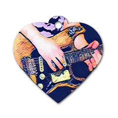 Stevie Ray Guitar  Dog Tag Heart (two Sides) by StarvingArtisan