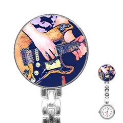 Stevie Ray Guitar  Stainless Steel Nurses Watch by StarvingArtisan