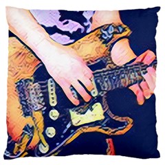 Stevie Ray Guitar  Large Premium Plush Fleece Cushion Case (two Sides) by StarvingArtisan