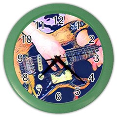 Stevie Ray Guitar  Color Wall Clock by StarvingArtisan