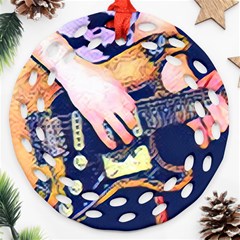 Stevie Ray Guitar  Ornament (round Filigree)