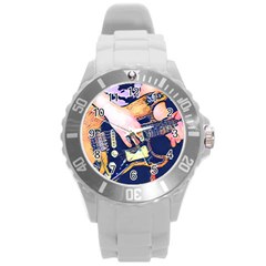 Stevie Ray Guitar  Round Plastic Sport Watch (l) by StarvingArtisan