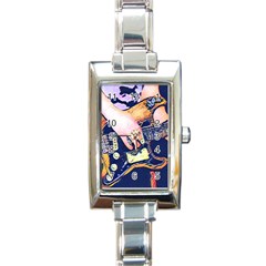 Stevie Ray Guitar  Rectangle Italian Charm Watch by StarvingArtisan