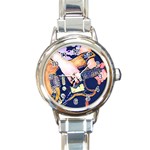 Stevie Ray Guitar  Round Italian Charm Watch Front