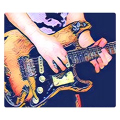 Stevie Ray Guitar  One Side Premium Plush Fleece Blanket (small) by StarvingArtisan