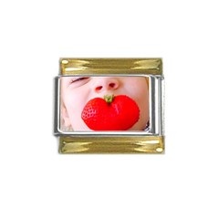 Strawberry Love Gold Trim Italian Charm (9mm)