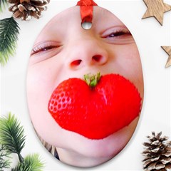 Strawberry Love Oval Ornament (two Sides)