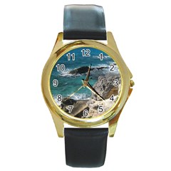 Isla Mujeres Mexico Round Gold Metal Watch by StarvingArtisan