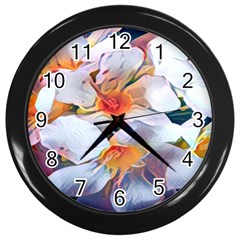 Daisy Painting  Wall Clock (black) by StarvingArtisan