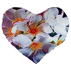 Daisy Painting  Large 19  Premium Flano Heart Shape Cushions by StarvingArtisan