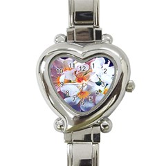 Daisy Painting  Heart Italian Charm Watch by StarvingArtisan