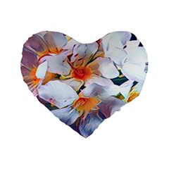 Daisy Painting  Standard 16  Premium Flano Heart Shape Cushions by StarvingArtisan