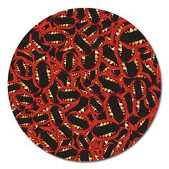 Ugly Open Mouth Graphic Motif Print Pattern Magnet 5  (round)