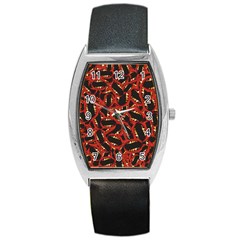 Ugly Open Mouth Graphic Motif Print Pattern Barrel Style Metal Watch