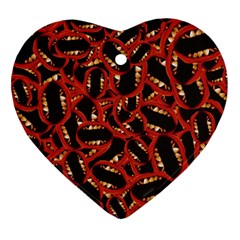 Ugly Open Mouth Graphic Motif Print Pattern Heart Ornament (two Sides) by dflcprintsclothing