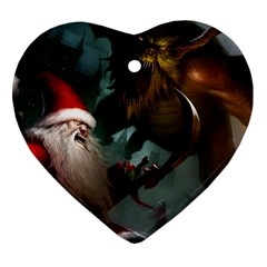 A Santa Claus Standing In Front Of A Dragon Ornament (heart) by bobilostore