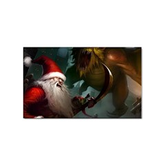 A Santa Claus Standing In Front Of A Dragon Sticker Rectangular (100 Pack) by bobilostore