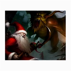 A Santa Claus Standing In Front Of A Dragon Small Glasses Cloth by bobilostore