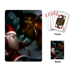 A Santa Claus Standing In Front Of A Dragon Playing Cards Single Design (rectangle) by bobilostore