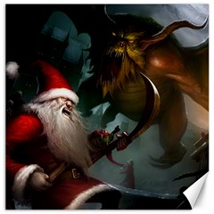 A Santa Claus Standing In Front Of A Dragon Canvas 20  X 20  by bobilostore