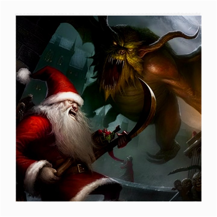 A Santa Claus Standing In Front Of A Dragon Medium Glasses Cloth (2 Sides)