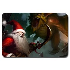 A Santa Claus Standing In Front Of A Dragon Large Doormat by bobilostore