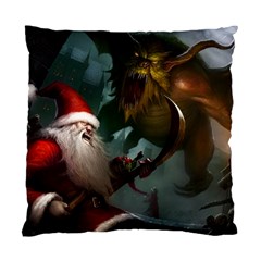 A Santa Claus Standing In Front Of A Dragon Standard Cushion Case (one Side)