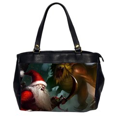 A Santa Claus Standing In Front Of A Dragon Oversize Office Handbag (2 Sides) by bobilostore