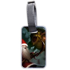 A Santa Claus Standing In Front Of A Dragon Luggage Tag (two Sides) by bobilostore