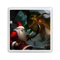 A Santa Claus Standing In Front Of A Dragon Memory Card Reader (square) by bobilostore