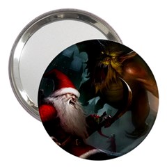 A Santa Claus Standing In Front Of A Dragon 3  Handbag Mirrors by bobilostore