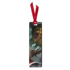 A Santa Claus Standing In Front Of A Dragon Small Book Marks by bobilostore