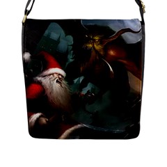 A Santa Claus Standing In Front Of A Dragon Flap Closure Messenger Bag (l) by bobilostore