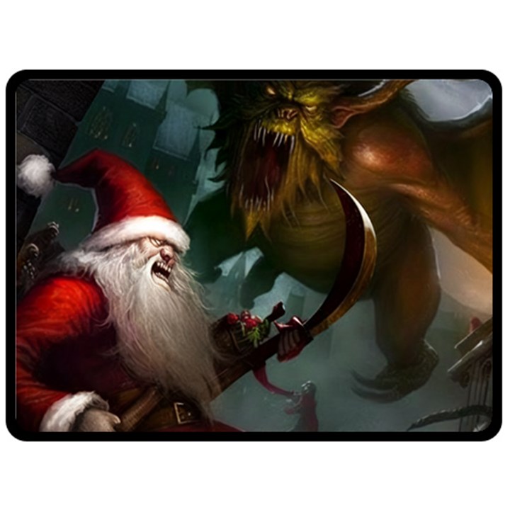 A Santa Claus Standing In Front Of A Dragon Fleece Blanket (Large)