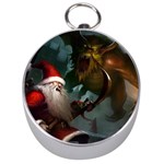 A Santa Claus Standing In Front Of A Dragon Silver Compasses Front