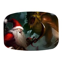 A Santa Claus Standing In Front Of A Dragon Mini Square Pill Box by bobilostore