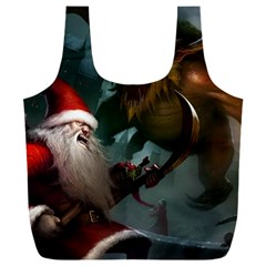 A Santa Claus Standing In Front Of A Dragon Full Print Recycle Bag (xxl) by bobilostore