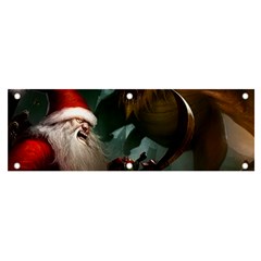 A Santa Claus Standing In Front Of A Dragon Banner And Sign 6  X 2  by bobilostore