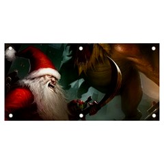 A Santa Claus Standing In Front Of A Dragon Banner And Sign 6  X 3  by bobilostore