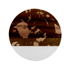 A Santa Claus Standing In Front Of A Dragon Marble Wood Coaster (round) by bobilostore