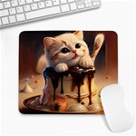 A Cat Sitting On Top Of A Cake Covered In Chocolate Low Large Mousepad Front