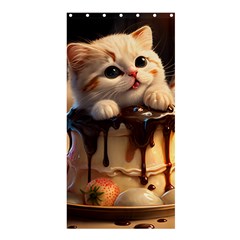 A Cat Sitting On Top Of A Cake Covered In Chocolate Low Shower Curtain 36  X 72  (stall)  by EmporiumofGoods