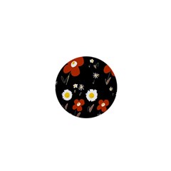 Daisy Flowers Brown White Yellow Black  1  Mini Buttons by Mazipoodles