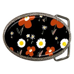 Daisy Flowers Brown White Yellow Black  Belt Buckles by Mazipoodles