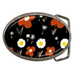 Daisy Flowers Brown White Yellow Black  Belt Buckles Front