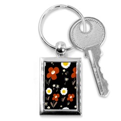 Daisy Flowers Brown White Yellow Black  Key Chain (rectangle) by Mazipoodles