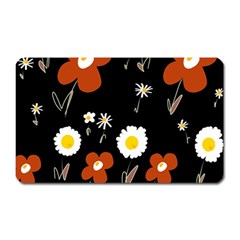 Daisy Flowers Brown White Yellow Black  Magnet (rectangular) by Mazipoodles